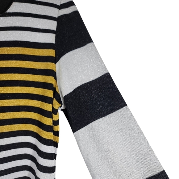 MISOOK STRIPED METALLIC THREADING LONG SLEEVE DRESS - Picture 5 of 7